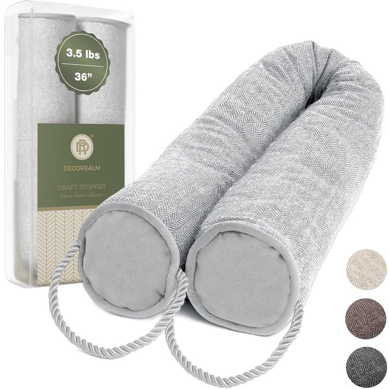 DECOREALM Under Door Draft Stopper and Blocker, Draft Guard for Doors and Windows, Decorative Fabric Cylinder Blocker Provides Weighted Door Insulation by DECOREALM (Grey, 36 Inches) - Image 1